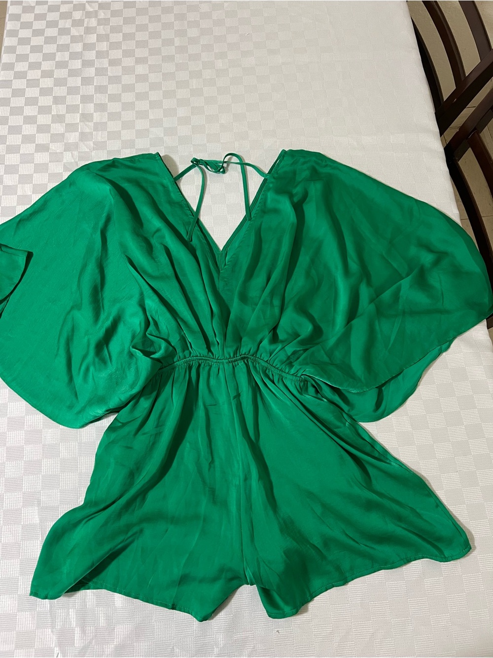 Aakaa Bright Green Wrap Romper - Picture 3 of 6